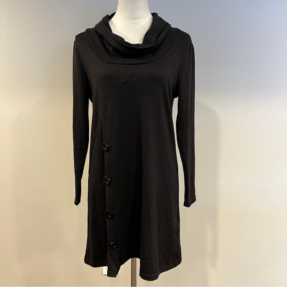 Neesha‎ Black Long Sleeve Cowl neck light sweaterdress size large